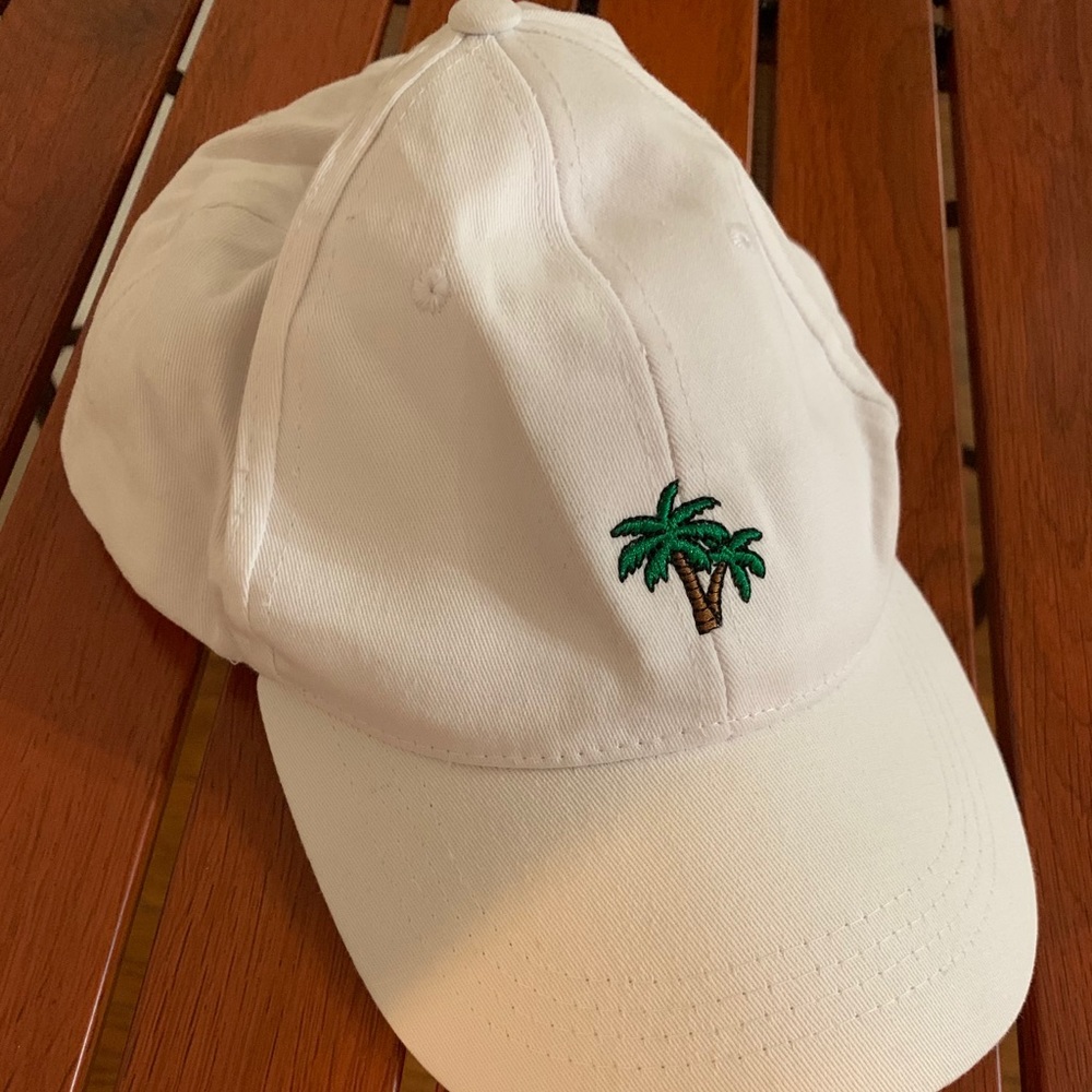White palm tree strap back dad hat